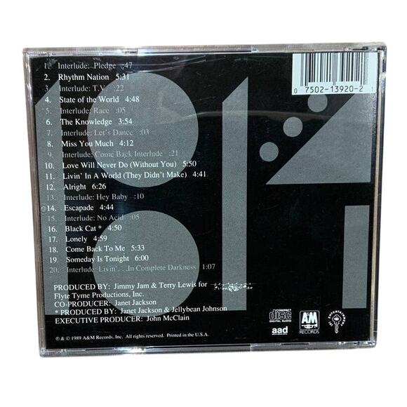 Vintage 1989 Janet Jackson Rhythm Nation 1814 Music Audio CD VG Condition - Picture 3 of 3
